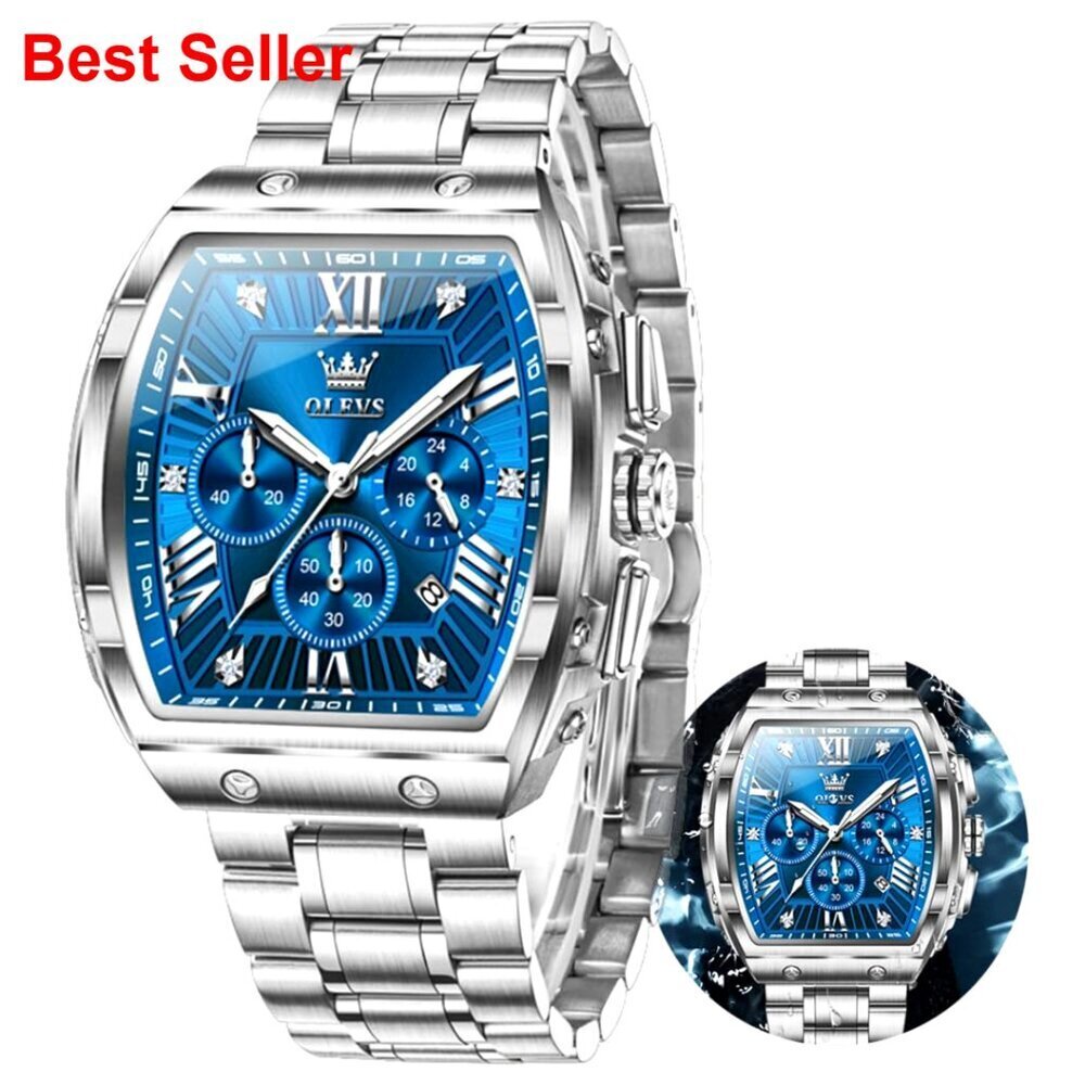 Stainless Steel Chronograph Moon Phase Dress Watch Waterproof Luminous
